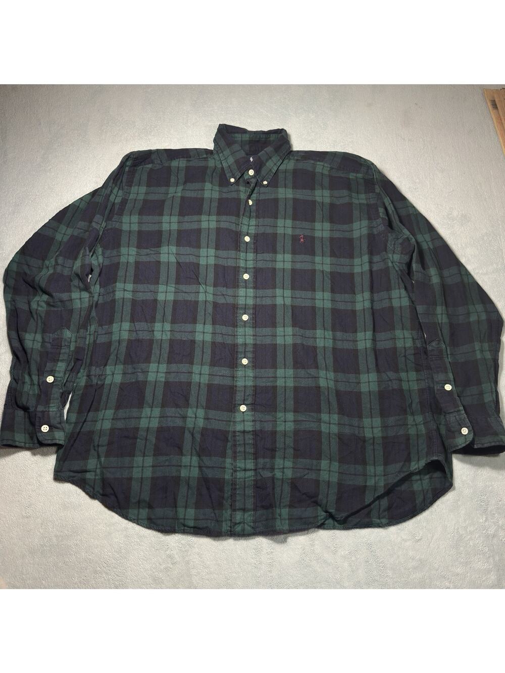 Y2k 2000s Vintage Polo Ralph Lauren Blake Flannel Dress Shirt Large Tartan Plaid